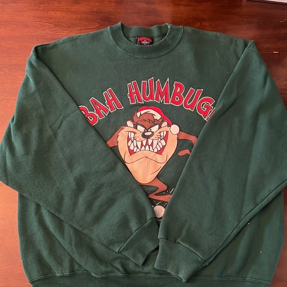 90s TAZ Christmas Sweatshirt Looney Tunes - Picture 2 of 7